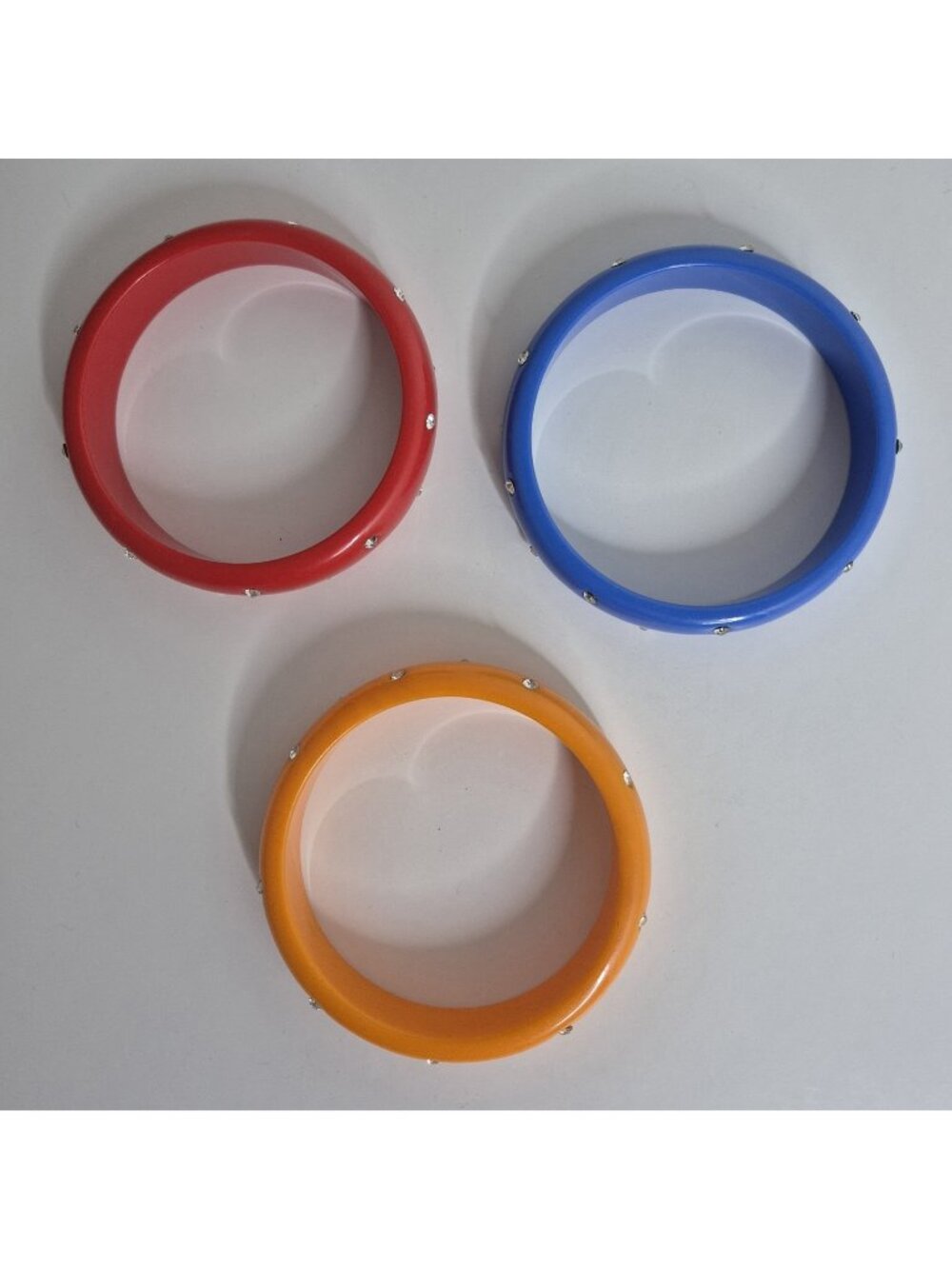 Set Of 3 Acrylic Rhinstone Bangle Bracelet Multicolor